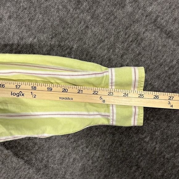 Polo Ralph Lauren Shirt Mens L Lime Green Striped Preppy Classic Fit Long Sleeve - Picture 8 of 8